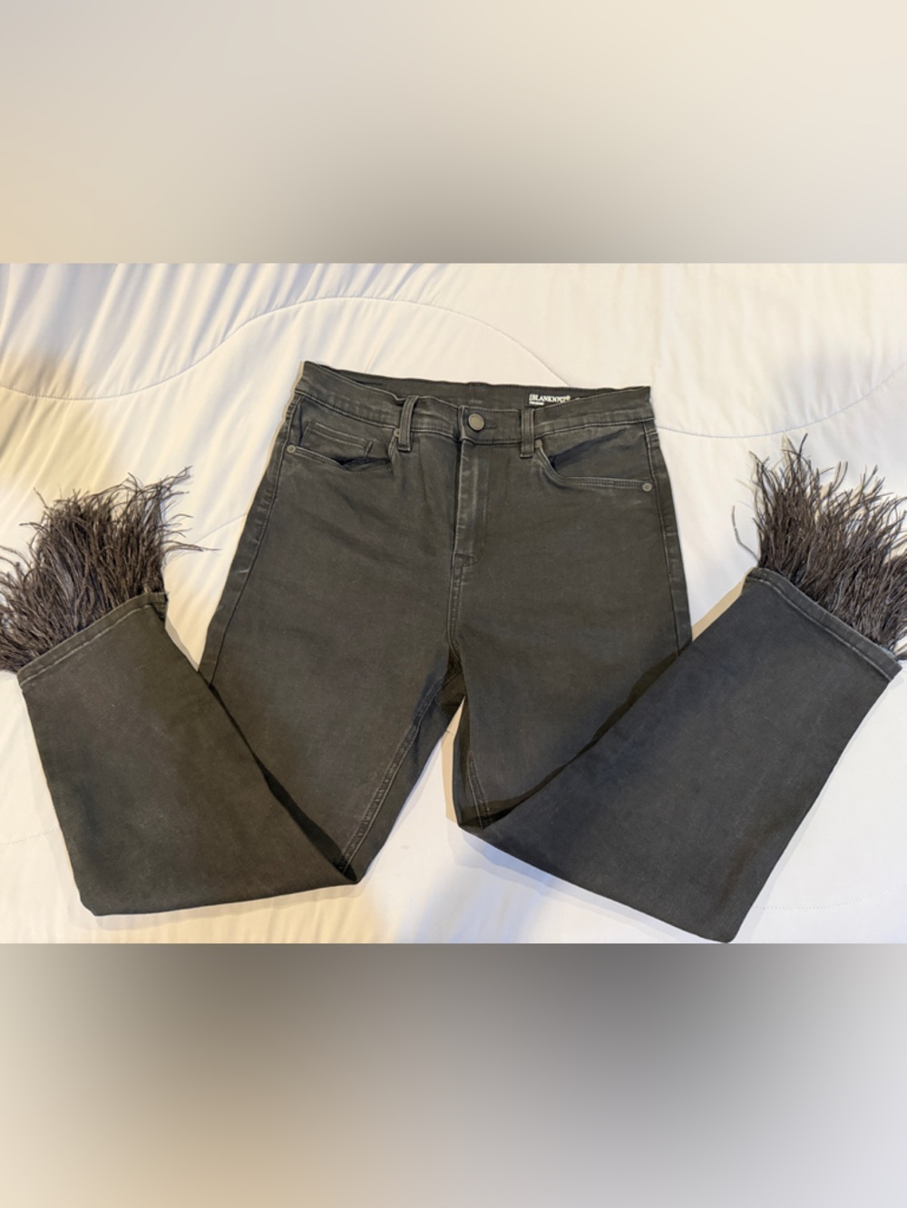 Black Feather Hem The Bond Jeans
